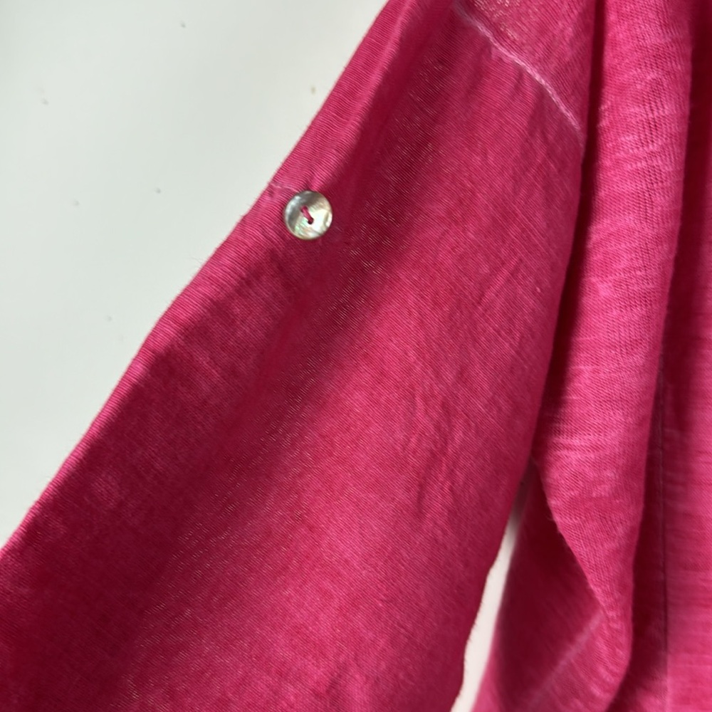 PINK LONG SLEEVES 100% LINEN MADE IN ITALY TOP SLEEVES CAN BE ROLED UP EUC - Picture 4 of 8